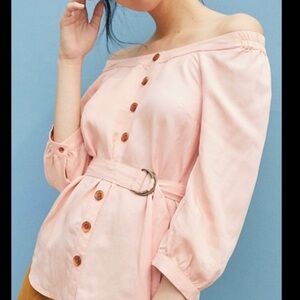 Anthropologie Maeve Blush Button-Up Top
